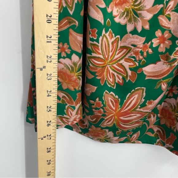 NWT JODIFL green pink floral short puff sleeve top Sz M - Picture 5 of 8